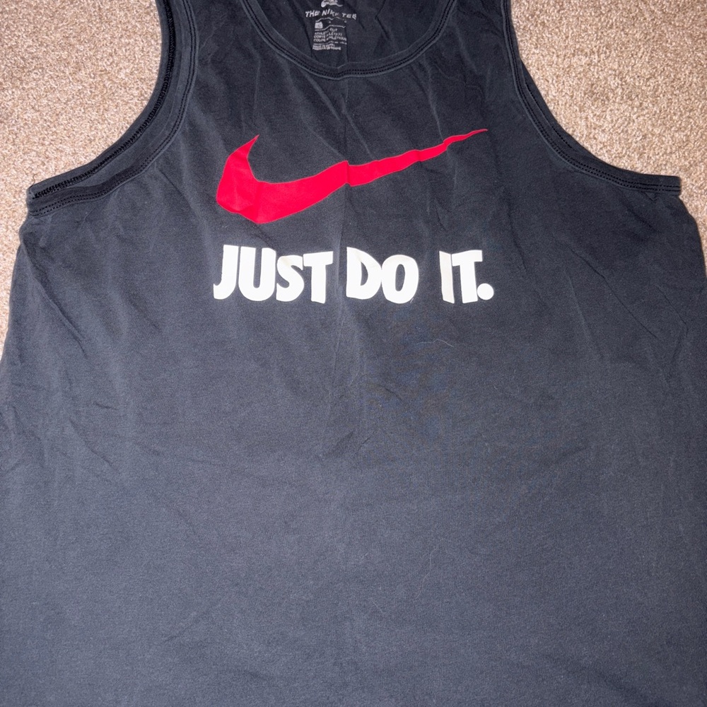 Nike Black Tank Top with Red Swoosh
